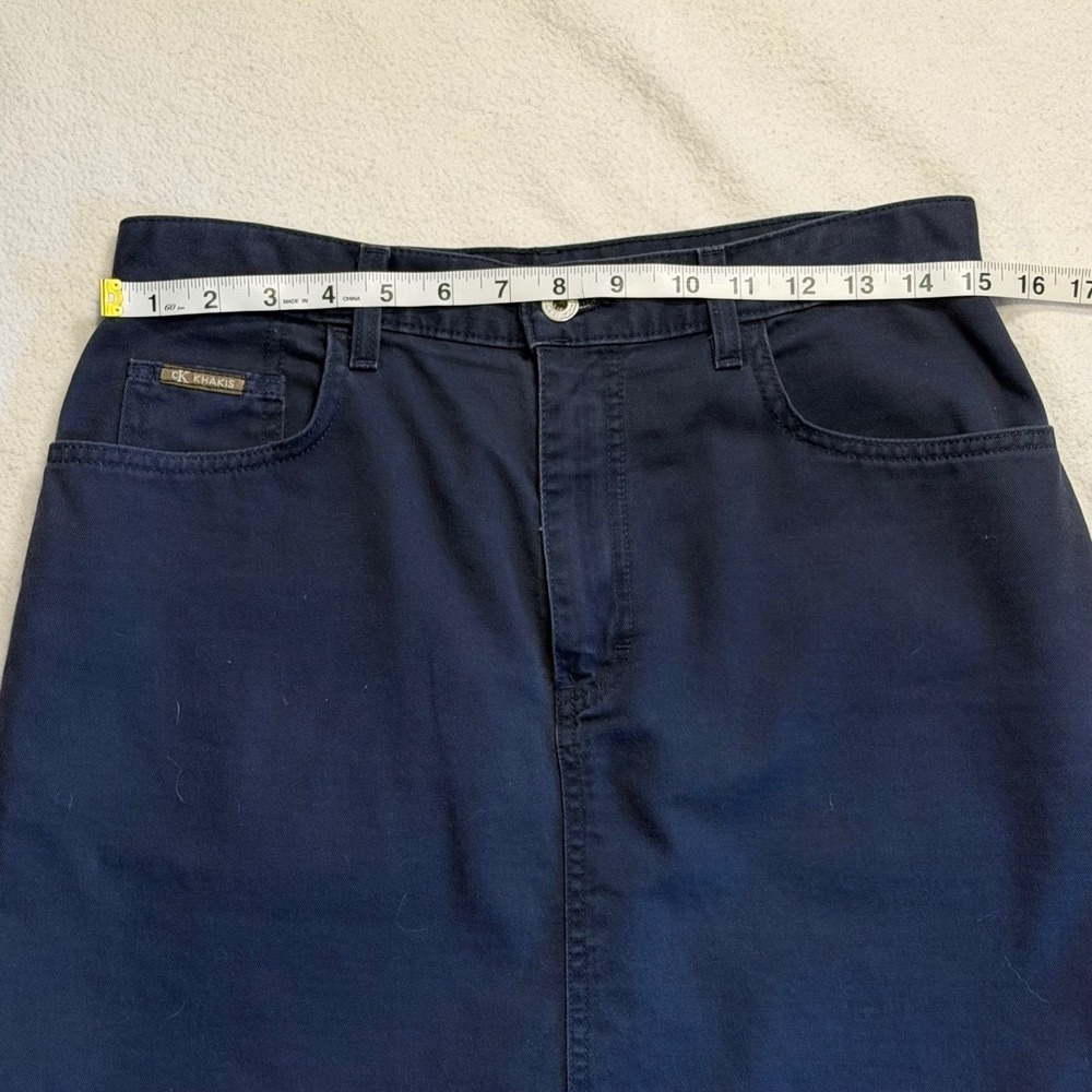 Calvin Klein Mini Skirt CK Khakis Vintage Enzyme Wash Navy Size 10 90s Y2K Denim - Picture 8 of 9